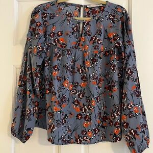 Abercrombie & Fitch Floral Blouse - Orange and Purple on Gray